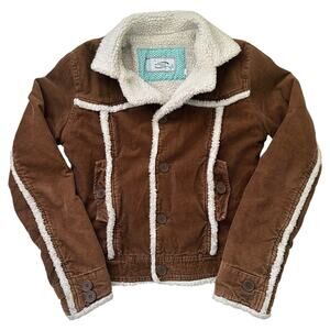 Y2K Weather Vane Brown Corduroy And Sherpa Button Up Jacket Women’s XS
